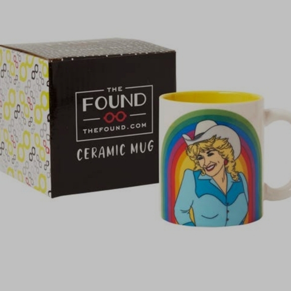 The Found Other - Dolly Parton NIB Ceramic Mug with Rainbow Design 12 OZ